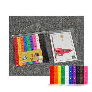 Briques de construction éducatives en plastique pour l'apprentissage précoce des mathématiques, cubes de comptage arc-en-ciel à assembler - Product Image 3