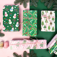 Papier d'emballage cadeau de Noël personnalisé en gros, rouleau imprimé de haute qualité, recyclable pour la revente aux boutiques de cadeaux de fin d'année