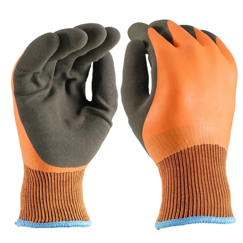 Wholesale Warm Acrylic fleeced TERRY BRUSHED LINER Winter Cold Thermal Work Outdoor latex sandy coated waterproof Gloves