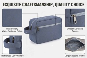 Sac de toilette imperméable en nylon haut de gamme pour hommes, voyage, double couche, grande capacité, sac de rangement pour articles de toilette pour hommes - Product Image 3