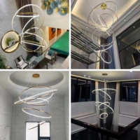 JYLIGHTING Lustre circulaire moderne pour hôtel, hall d'entrée, villa, grand lustre en forme d'anneau pour salon, escalier
