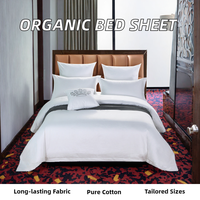 Parure de draps 100 % coton biologique de qualité supérieure, tailles personnalisées Twin, Full, Queen, King, 300 fils, 4 pièces, tissage simple, vente en gros