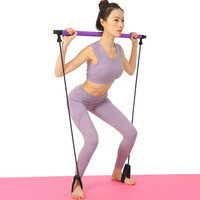 Yoga puxar academia tom de vara pilates bar com faixa de resistência, multifuncional pilates stick