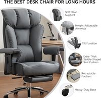 MUCENG 450LBS Chaise de bureau robuste Grande chaise de direction 450LBS Cuir PU Repose-pieds rembourré Accoudoirs lombaires