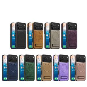 Étui en cuir de luxe pour iPhone avec support magnétique, coque de protection antichoc avec support pliable et protection en cristal - Product Image 6