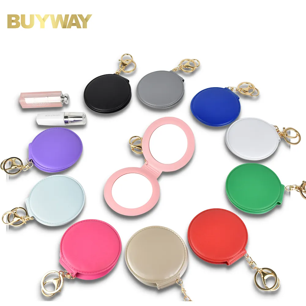 Porte-clés de poche rond avec Logo personnalisé, Mini porte-clés cosmétique, miroir de maquillage