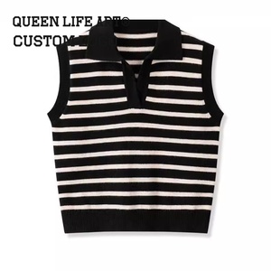 Maglioni con motivo a carattere frontale con abbottonatura di alta qualità da <span class=keywords><strong>donna</strong></span> in poliestere/cotone con maniche a lanterna in stile Preppy - Product Image 5
