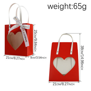 Sac cadeau en papier pour fête de la Saint-Valentin avec fenêtre transparente en forme de cœur, sac à friandises pour la Saint-Valentin avec ruban pour <span class=keywords><strong>mariage</strong></span> - Product Image 2