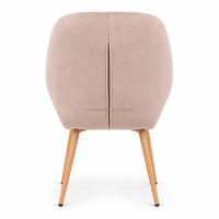 Chaise moderne en velours rose poudré avec cadre en tube de fer épais, base croisée à quatre pieds, stable, pour salle à manger et restaurant