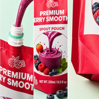 Pochettes souples personnalisables en plastique alimentaire écologique avec bec verseur 100ml/250ml pour jus d'ananas, mangue, fruits biologiques, lait, café