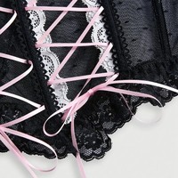 Débardeur corset sexy pour femme avec dentelle croisée et nœud, style amincissant à baleines, en fibre de polyester, sous-vêtements emballés en sachet