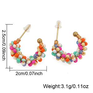 Boucles d'oreilles créoles en perles de verre faites à la main Resoul, petites, plaquées or, style bohème coréen, bijoux pour femmes et filles, accessoires de mode, cadeau - Product Image 5