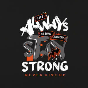 Camiseta Always Stay Strong, camisetas de ocio con gráficos motivacionales estampados de algodón unisex negras Q76 - Product Image 5