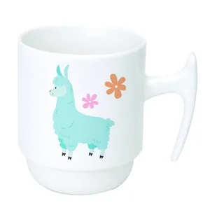 Lindo animal alpaca LIAMA blanco impresión personalizada cerámica café té taza apilable con mango abierto