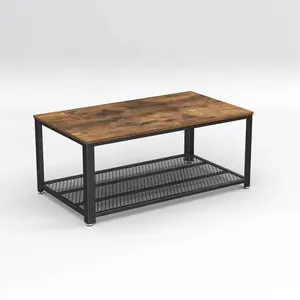 Furniture Wholesalers Living Room custom Rustic Wood Tea Table Salontafel Metal Frame Wooden Top Coffee Table