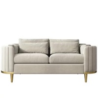 Ensemble de canapés sectionnels modernes en velours capitonné, design de luxe, pour bureau, réception, villa, avec revêtement doré, extensible, pour salon