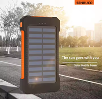Banco de Energía Solar Portátil de 20,000 mAh, Cargador de Emergencia para Exteriores, Impermeable, con Luz LED, Carga Rápida USB, PVC