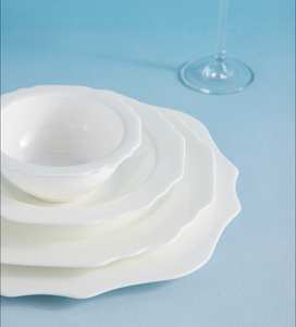 Custom Logo Scalloped Flower Square White Porcelain Tableware Set Custom Pattern <b>Ceramic</b> <b>Plates</b> Bowl Sets For Wedding Hotel - Product Image 3