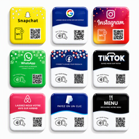 Carte de commentaires Google personnalisée avec code QR NFC 213 215, noir mat, 9,5x9,5 cm, avec support adhésif