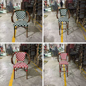 Silla de Bar Ligera Estilo Bistro Francés, de Bambú y Ratán, para Uso en Exteriores, Cafés y Restaurantes - Product Image 2