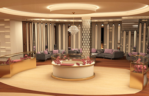 Luxury End High Jewelry Store Interior Design <b>LED</b> <b>Lighting</b> Heavy Duty Eco-Friendly Jewelry Wall Display Counter Showcase - Product Image 3