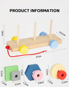 Montessori <strong>Wooden</strong> Cartoon Geometric <strong>Shape</strong> Sorter Matching <strong>Stacked</strong> <strong>Blocks</strong> Car 3d Puzzle Board Toys for Kids Boys and Girls - Product Image 6