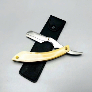 Animal Bone Handle <b>Straight</b> Razor Stainless Steel Blade Single Blade Barber Shop Use for Face Shaving Buffalo Bone Handle - Product Image 2