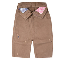 Pantalon en toile sur mesure, tendance 2026, brodé, triple couture, à deux tons, à carreaux, poches, genoux doubles, toile de canard 16 oz
