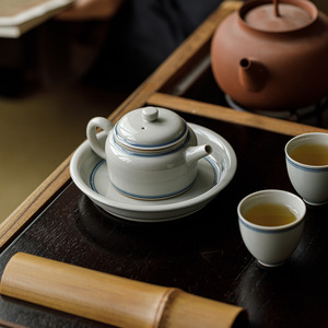 Guanlan Ice-glazed Double-line Teapot Porcelain Cylinder With Lid Kung Fu <b>Tea</b> <b>Set</b> - Product Image 4