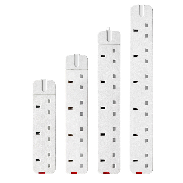 PK1003B Hot Sell Plastic 13A 4 Outlet Power Electrical King British UK Standard Extension Socket with Light