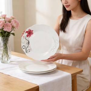 Assiettes en céramique en gros / Assiettes à soupe / Assiettes à salade / Assiettes à accompagnement / Assiettes plates – Assiette en porcelaine pas chère Marque HARVIT Motif floral - Product Image 5