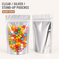 Bolsas con Cierre Transparente y Base Plateada para Envasar Nueces, Dulces y Frutos Secos, Disponibles en Stock