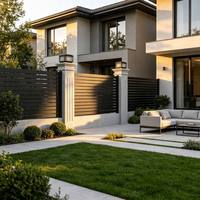 Clôture de jardin moderne en aluminium à lames horizontales, portails à persiennes sur mesure, noir/blanc, résistant à l'eau et à la rouille, pour villas et jardins extérieurs