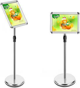 Soporte de póster A4 ajustable Soporte de señal de exhibición de marco a presión Soporte de menú de metal duradero Soporte de exhibición de piso ajustable en altura - Product Image 5