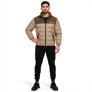 Chaqueta Acolchada de Hombre con Bloques de Color, de Pana, con Capucha y Cremallera, Cortavientos, para Invierno, Casual, Térmica, de Secado Rápido, Ecológica, de Alta Calidad - Product Image 1