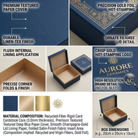 Boîte cadeau rigide bleue de luxe personnalisée avec doublure en satin et estampage à chaud doré pour l'emballage de tasses à thé en porcelaine fine et de services à café