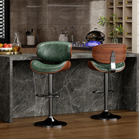 Chaise de bar en cuir réglable sur mesure avec pieds en acier pour cuisine, salle à manger ou comptoir de bar rotatif de centre commercial