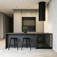 Meubles de cuisine modernes KOJOON, armoires de rangement en bois bleu marine, meubles intelligents en bois massif, îlot de cuisine de luxe, ensemble d'armoires de cuisine
