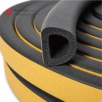 Sello Flexible en Forma de D para Marco de Puerta, Tira de Goma Adhesiva de Doble Capa para Bloquear el Sonido y el Polvo