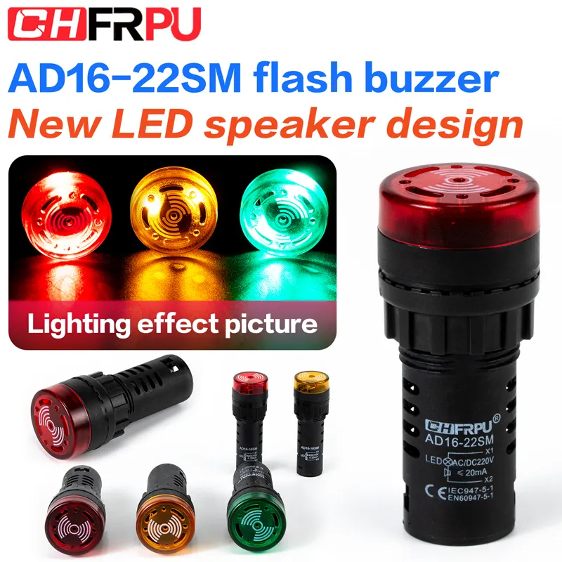 Flash LED Chỉ Báo Báo Động Ánh Sáng Buzzer AD16-22SM (AD16-16SM) Với Đèn Tín Hiệu Flash LED Buzzer Siren Với Vít Thiết Bị Đầu Cuối