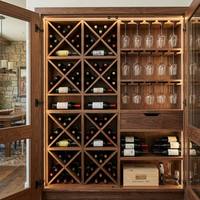 Meuble à vin moderne de luxe en bois massif avec portes vitrées, hauteur réglable, rangement personnalisé, buffet pour la maison et le bureau