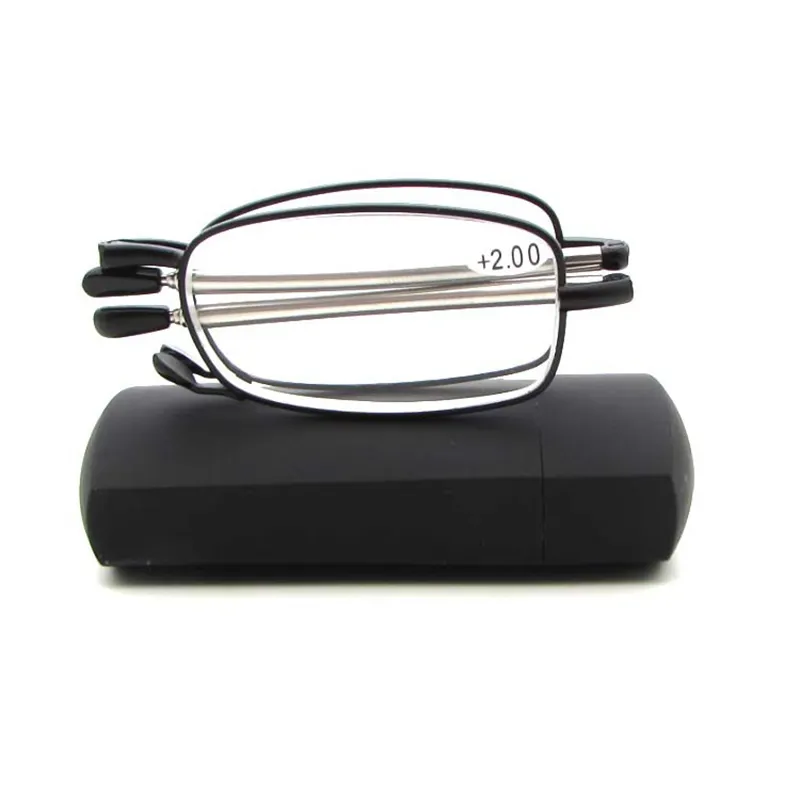 Adjustable Pocket Mini Metal Folding Magnifying Slim Reader Small Foldable anti Blue Light Blocking Reading Glasses With Case