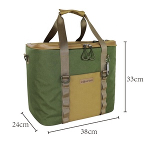 Sac isotherme en toile 38x24x33cm avec fermeture éclair, pour le camping en extérieur, rangement alimentaire, avec poignée - Product Image 1