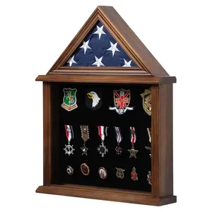 लकड़ी का छोटा झंडा मामला सैन्य छाया बॉक्स ठोस लकड़ी का झंडा प्रदर्शन प्रमाण पत्र सैन्य चुनौती सिक्का धारक भंडारण रैक