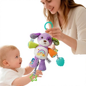 Jouet musical unisexe en forme d'animal, hochet, jouet suspendu pour berceau, peluche apaisante, jouet pour poussette, polyester, 0-24 mois - Product Image 1