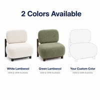 Fauteuil simple en sherpa, structure en bois d'hévéa, style moderne crème, pour salon et balcon, vente en gros, livraison directe