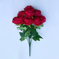 PT-R083 Bouquet de Roses Artificielles Haut de Gamme Effet Réel, 9 Têtes, pour Arrangements Floraux et Mariages