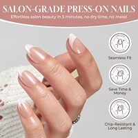 Ongles à presser PMMA de qualité professionnelle, 30 pièces, fabriqués à la machine, couvrance totale, forme amande, avec colle