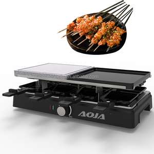 Grill et <span class=keywords><strong>Raclette</strong></span> 2-en-1 <span class=keywords><strong>avec</strong></span> 8 Plaques, Plaque de Cuisson Électrique Antiadhésive en <span class=keywords><strong>Pierre</strong></span> et Aluminium pour Barbecue et Fromage - Product Image 4