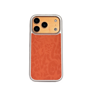 Étui de téléphone portable en cuir texturé à imprimé léopard de luxe pour iPhone 16/17 Pro MaxAG avec grande fenêtre pour objectif, compatible iPhone 15 Pro Max - Product Image 1